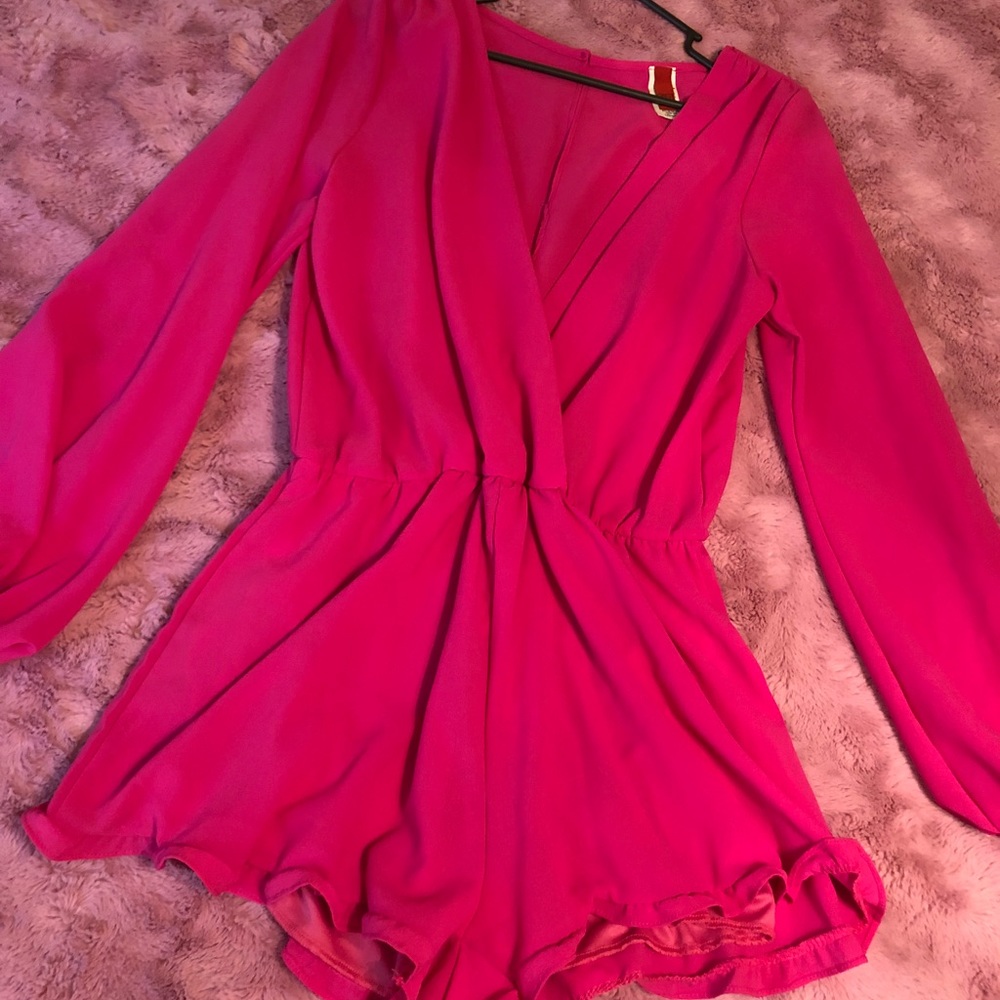 Beautiful Hot Pink Long Sleeved Romper - Picture 2 of 8